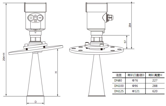 喇叭口雷達(dá)液位計(jì)RD706外形尺寸圖
